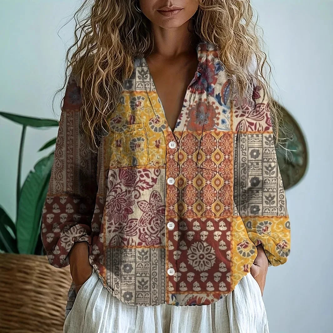 Martha Relaxed Blouse with Nature Print