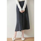 Textured Cable-Knit A-Line Maxi Skirt
