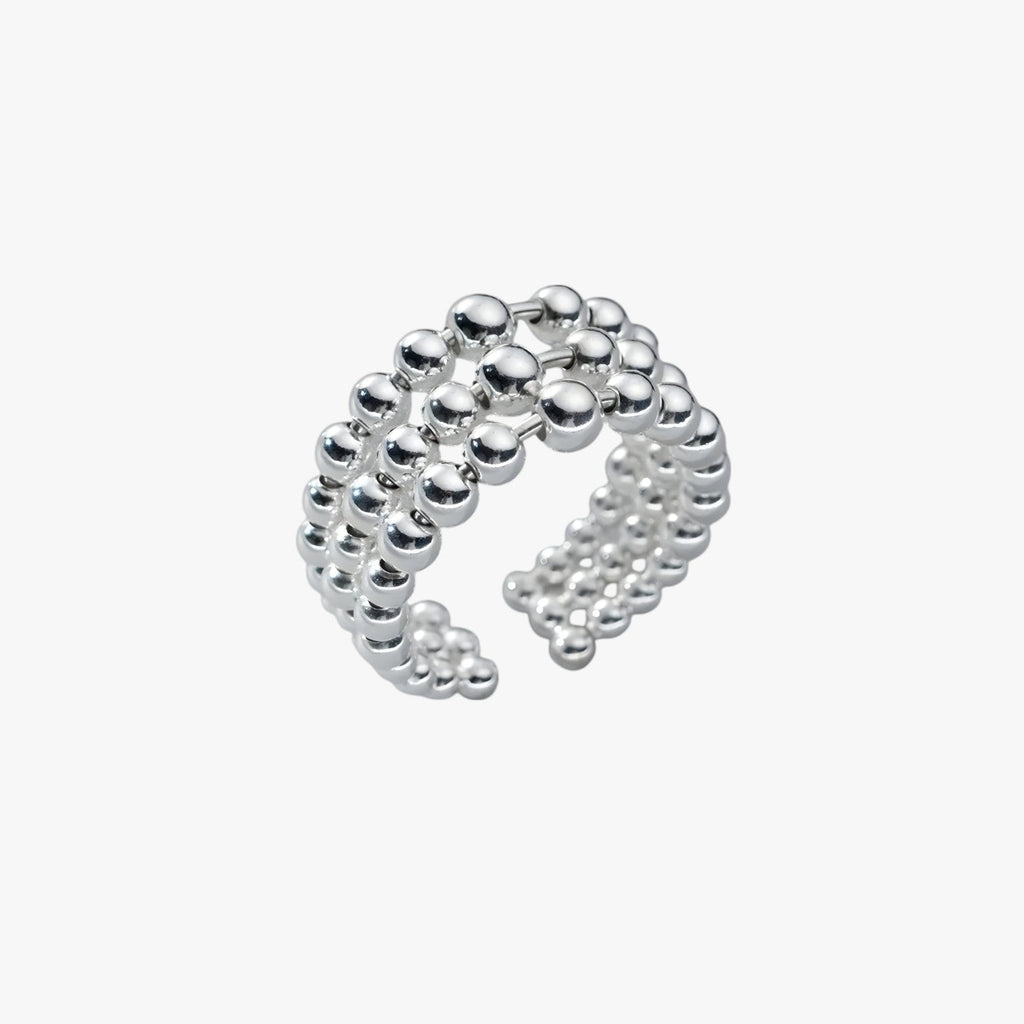 Geometrische ring met drie lagen in zilverkleur
