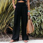 Full-Length Wide-Leg Trousers with a Gathered Waist