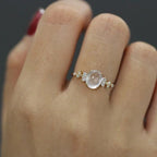 Moonstone and Diamond-Look Ring