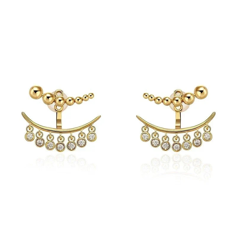 Arc Earrings with Bezel-Set Zircon Stones