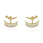 Arc Earrings with Bezel-Set Zircon Stones
