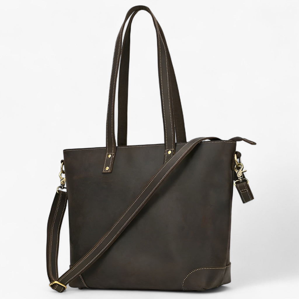 Ruime lichte shopper van echt leer voor dames