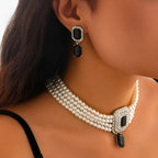 Multi-Layer Pearl Necklace and Earring Set