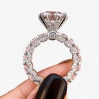 Moissanietring in S925 zilver met verborgen halo