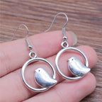 Handmade Vintage-Style Bird Charm Drop Earrings