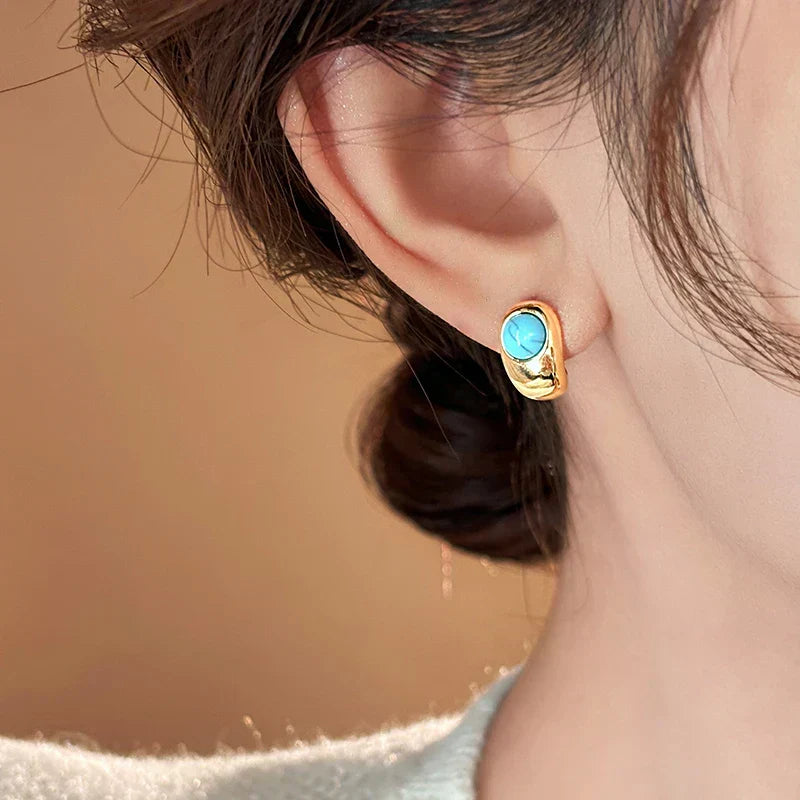 Turquoise Copper-Tone Earrings