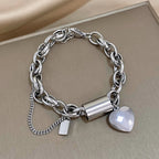 Chunky Heart Bracelet in Two Metal Tones