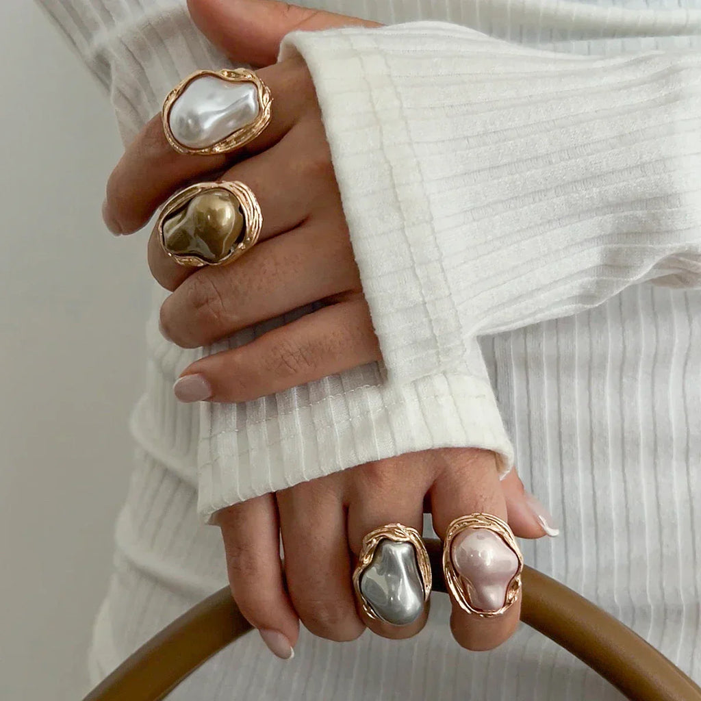 Chunky Baroque Pearl Cocktail Ring