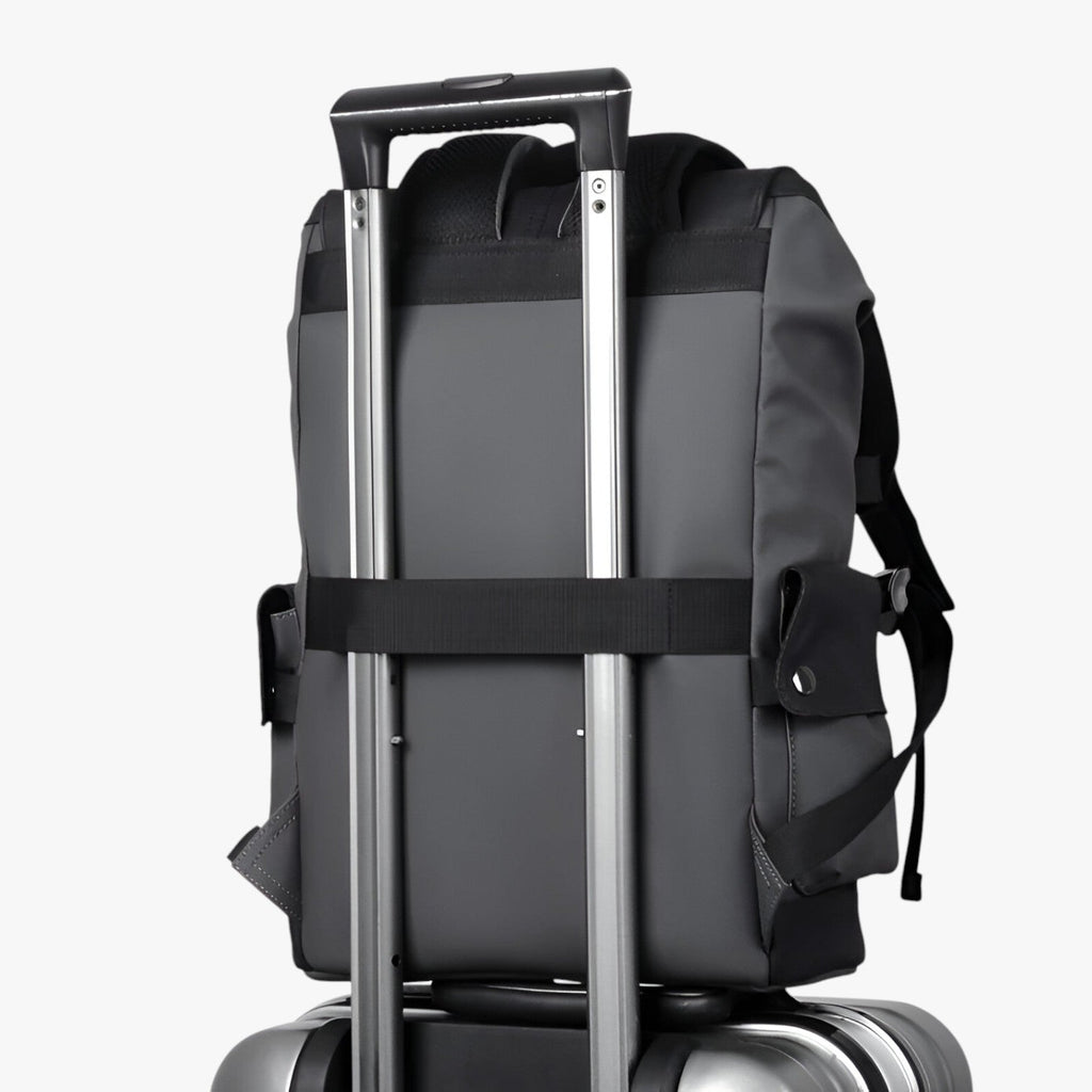 Waterproof PU Leather Laptop Backpack with USB Charger Port