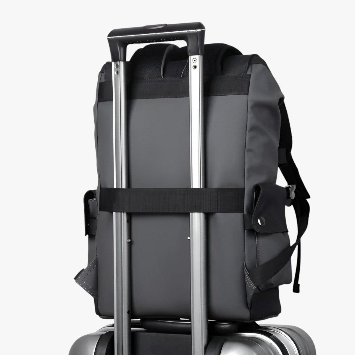 Waterproof PU Leather Laptop Backpack with USB Charger Port