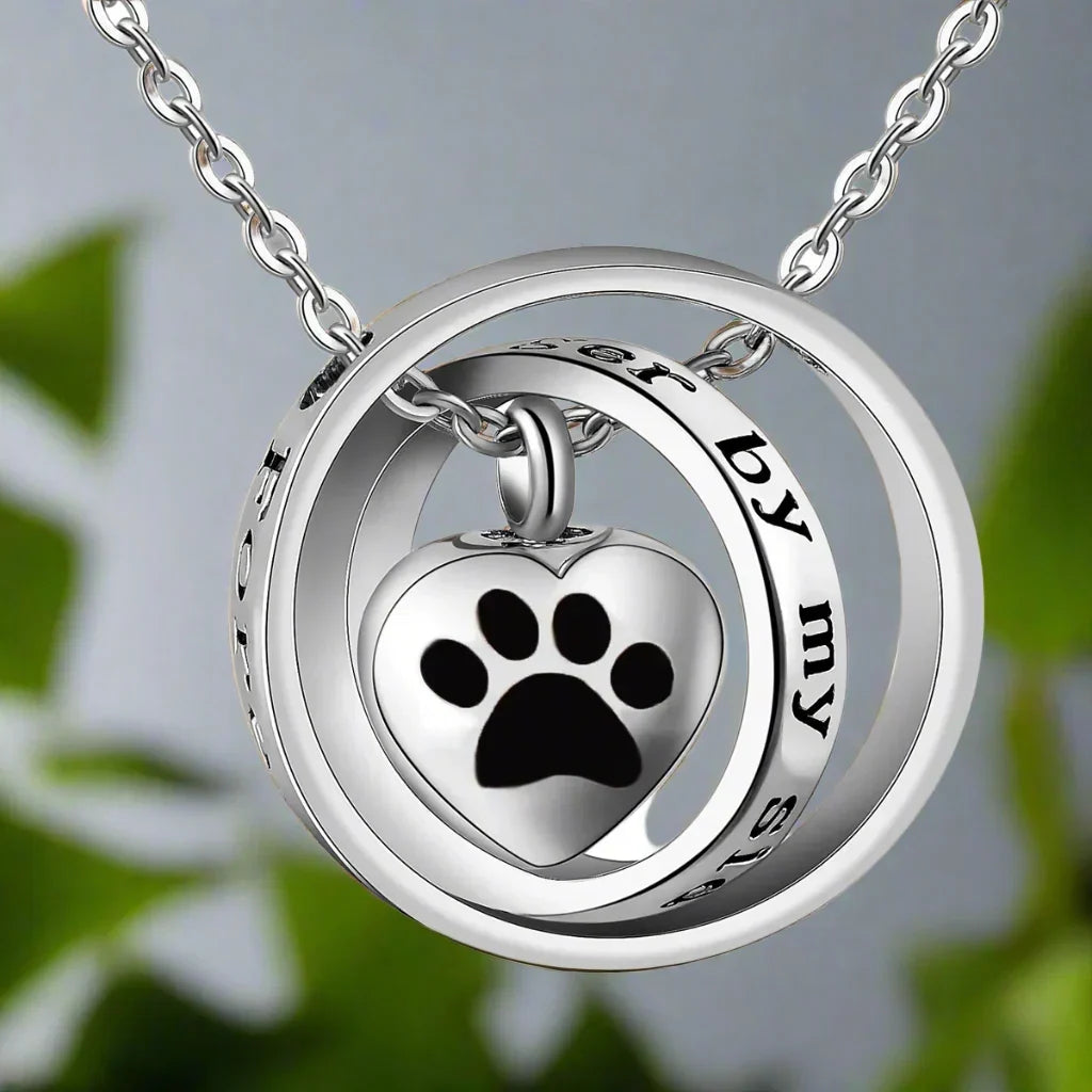 Stainless Steel Paw Memorial Urn Necklace