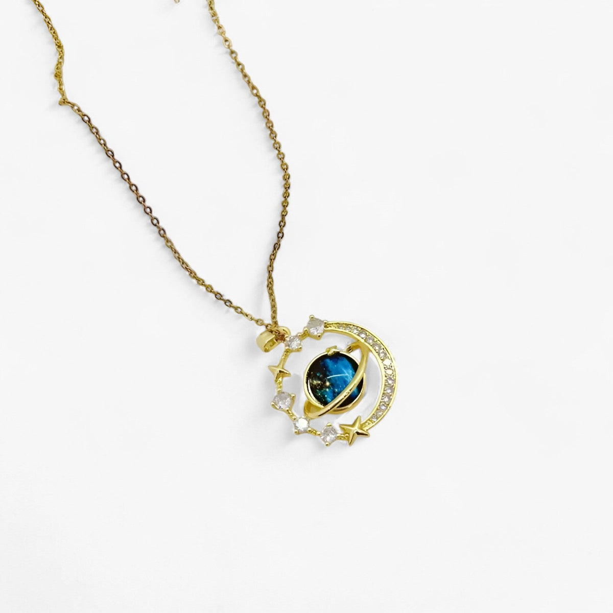 Vergulde choker met kristallen sterren en planeten