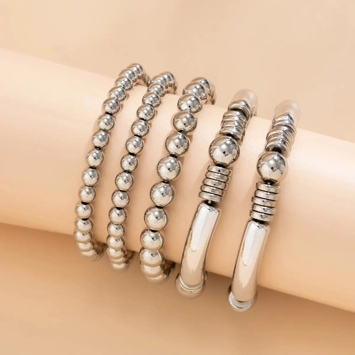 Five-Piece Beaded Bracelet Stack Set