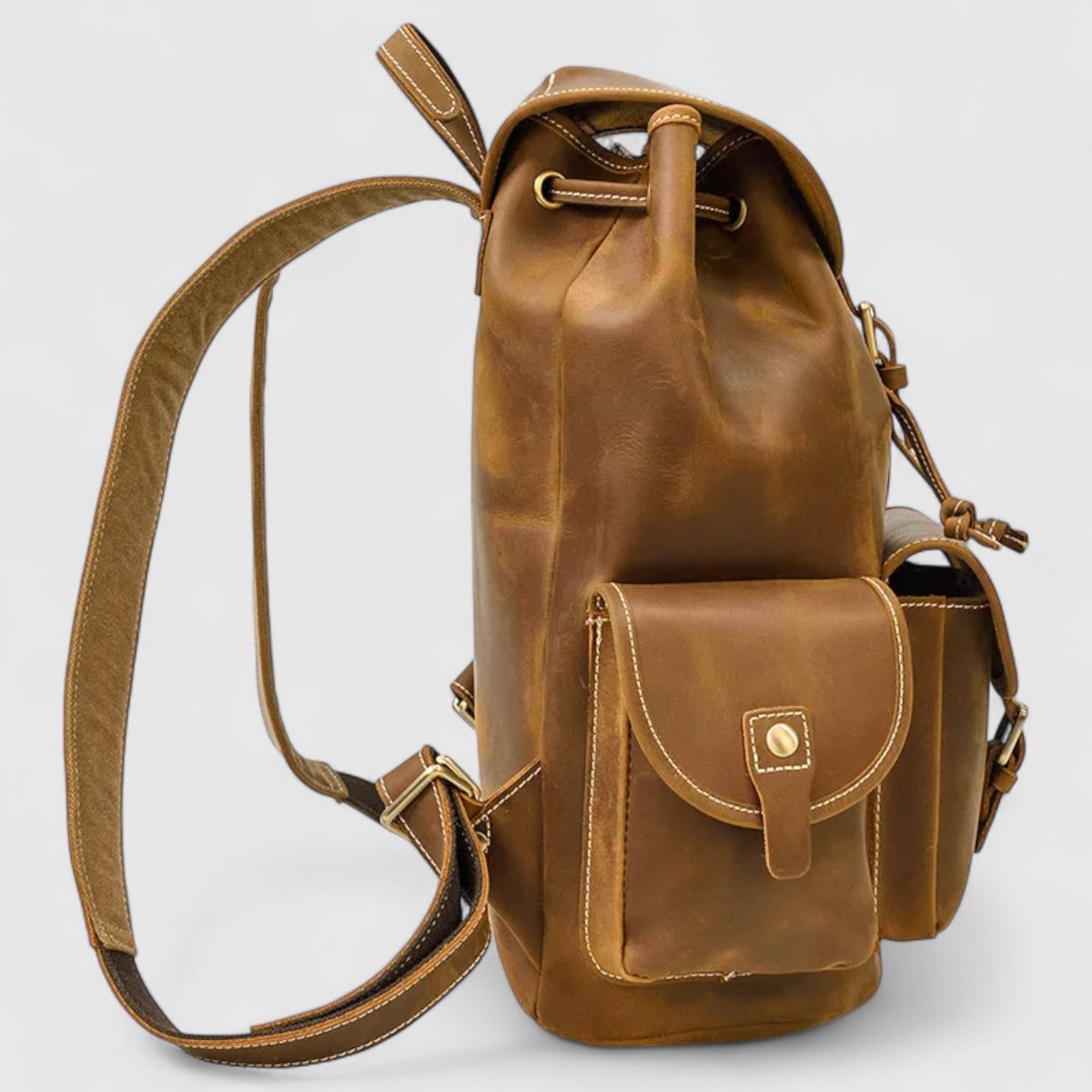 Premium Tanned Leather Backpack with Refined Finish