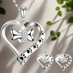 Two-Piece Jewellery Set with Paw, Heart and Bone Charms