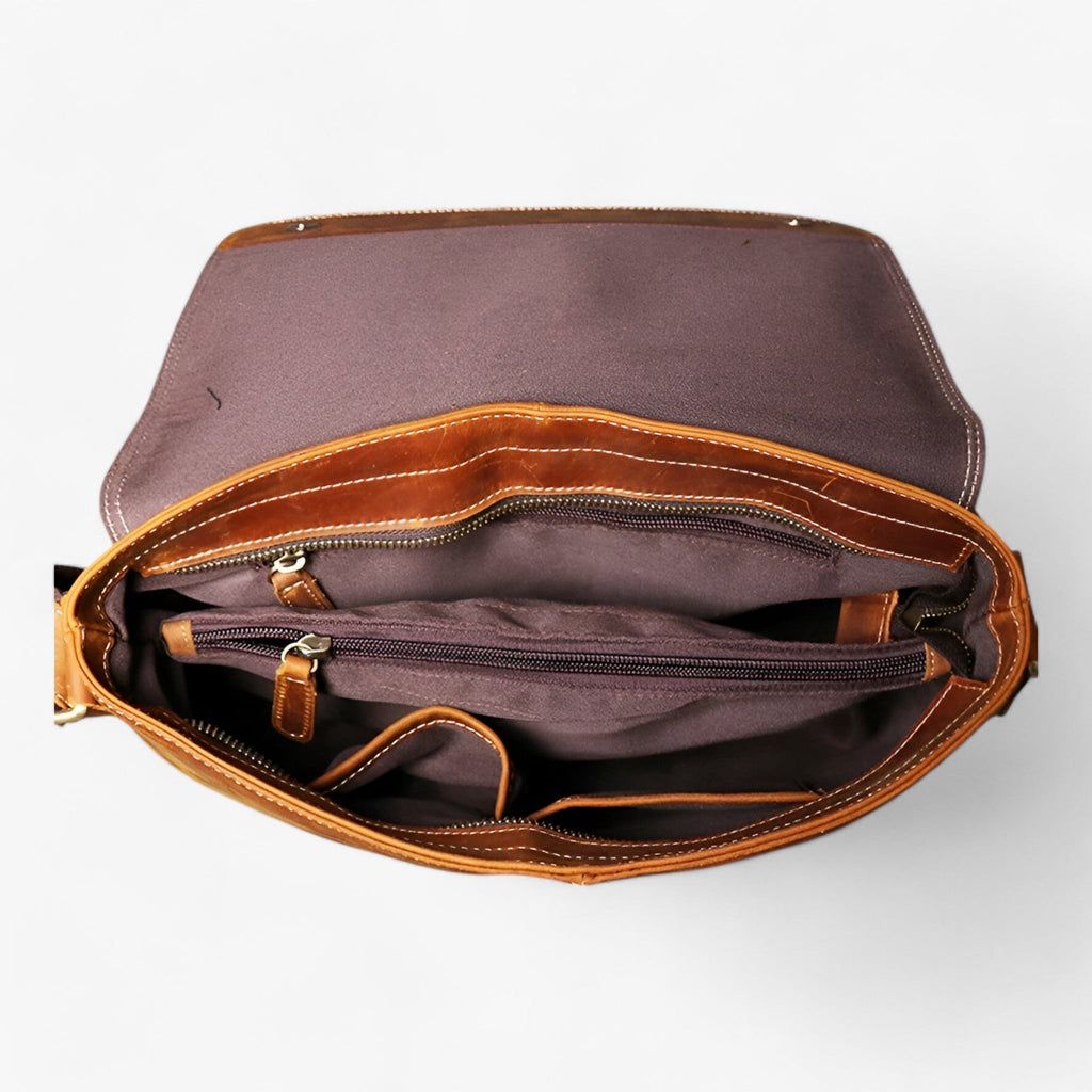 Timeless Durable Leather Messenger Shoulder Bag