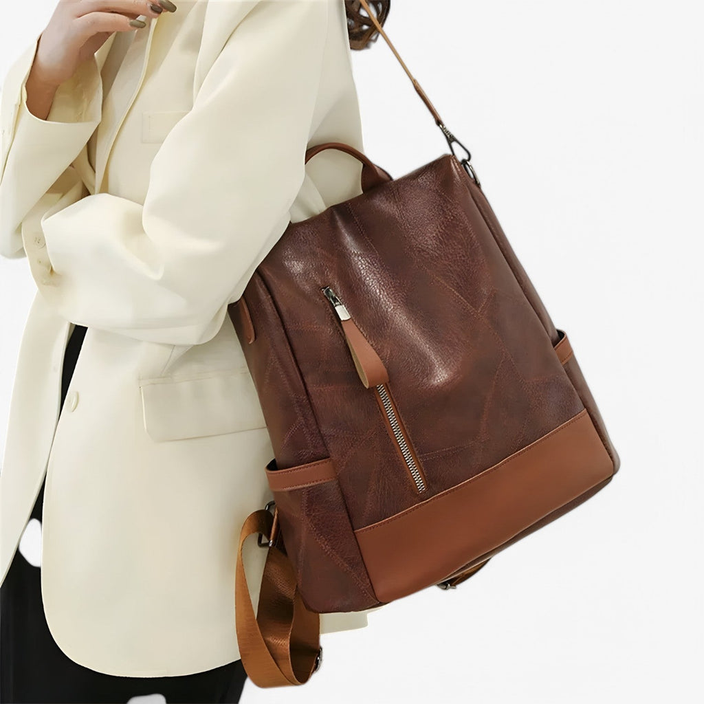 Soft Leather Vintage-Look School and Travel Backpack