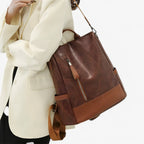 Soft Leather Vintage-Look School and Travel Backpack