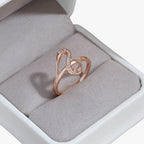 Rose Gold Tone Ring with Fine Zircon Stones