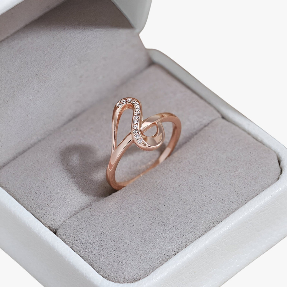 Rose Gold Tone Ring with Fine Zircon Stones