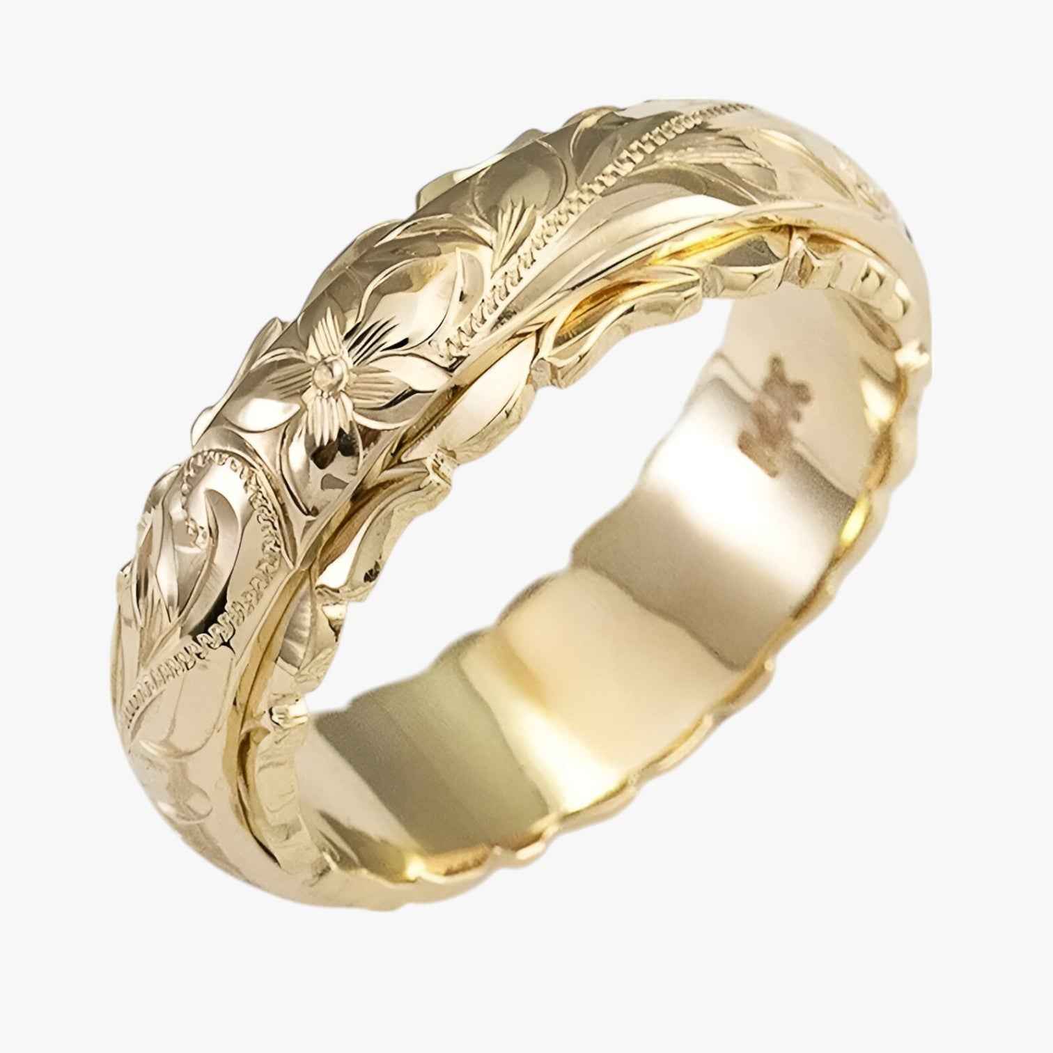 Braided Texture Band Ring with Smooth Polished Finish