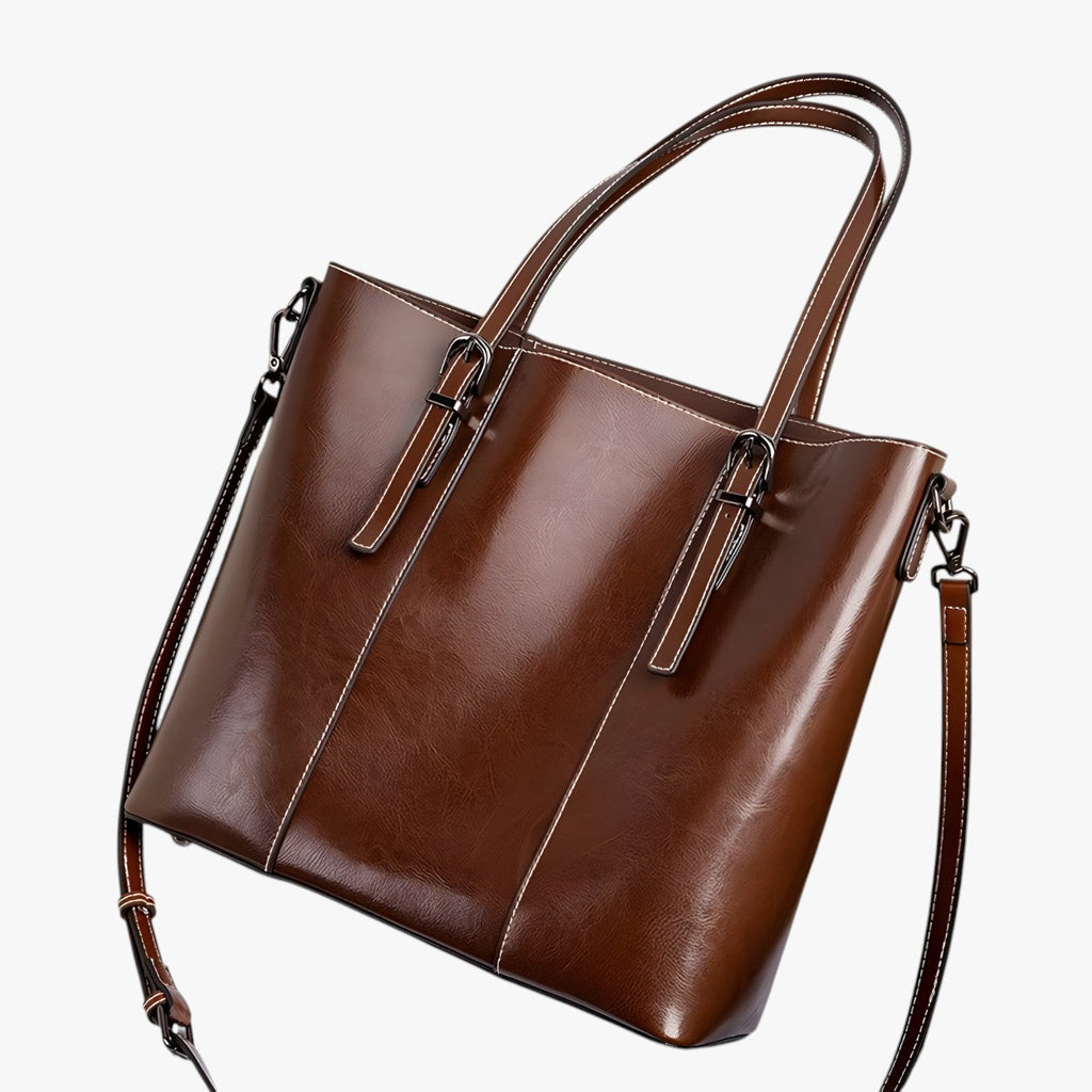 Spacious Leather Work Tote for Laptop and Documents