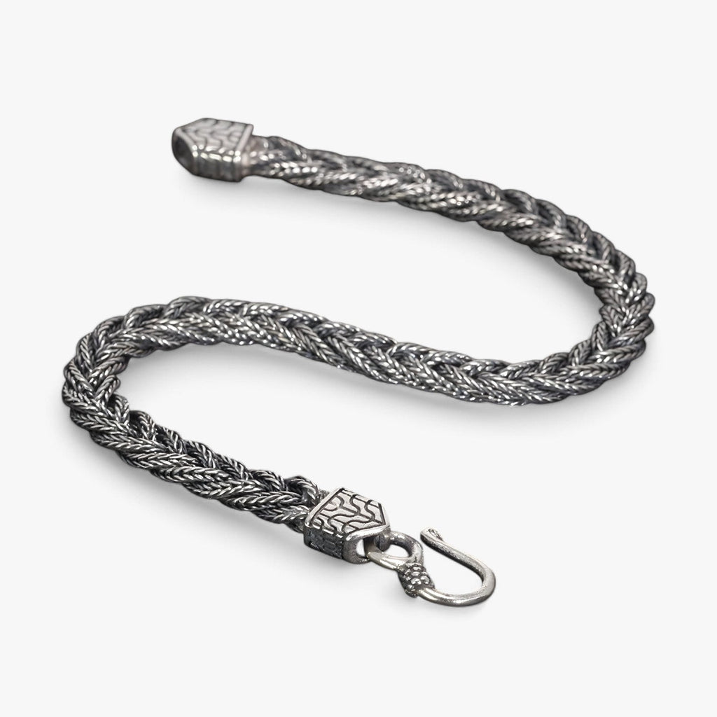 Handgeweven vossenstaartarmband in sterling zilver, 5 mm