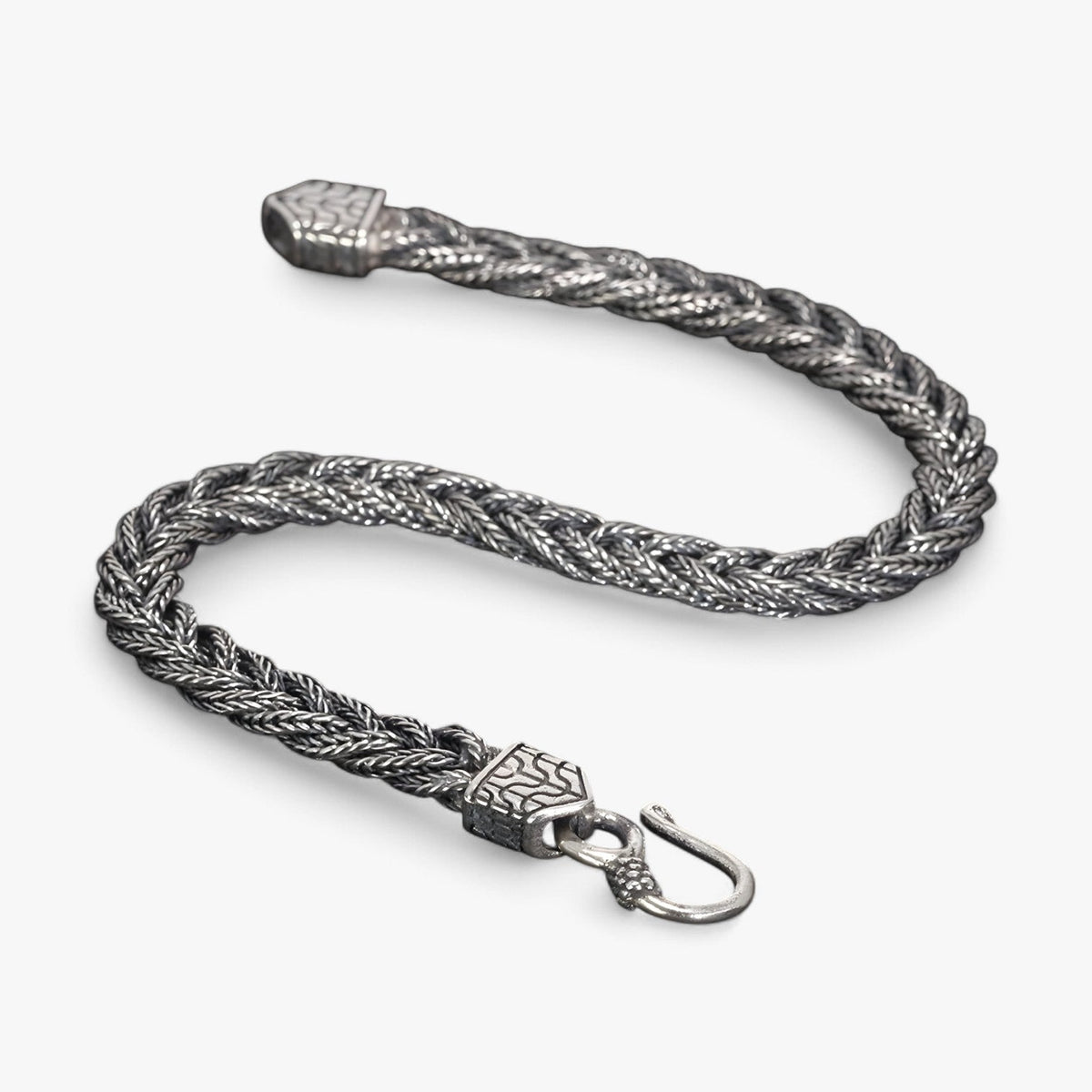 Handgeweven vossenstaartarmband in sterling zilver, 5 mm