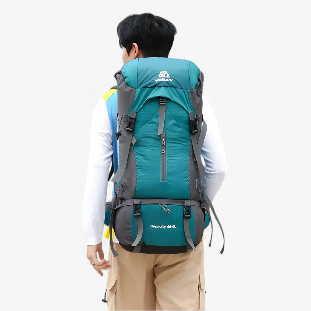 Large 70L Nylon Hiking and Camping Backpack with Rain Cover