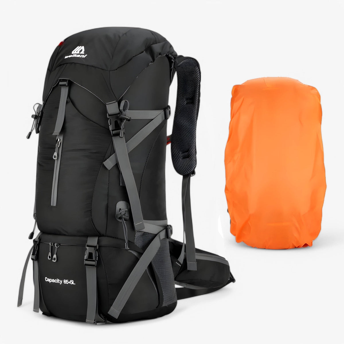 Large 70L Nylon Hiking and Camping Backpack with Rain Cover