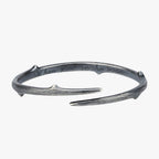 Rigid Cuff Bracelet in Silver Tone, Vintage Finish