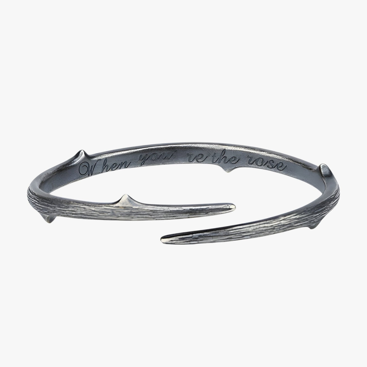 Rigid Cuff Bracelet in Silver Tone, Vintage Finish