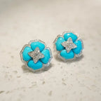 Silver-Tone Turquoise Flower Earrings