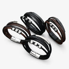 Dikke gevlochten leren armband, 21 cm