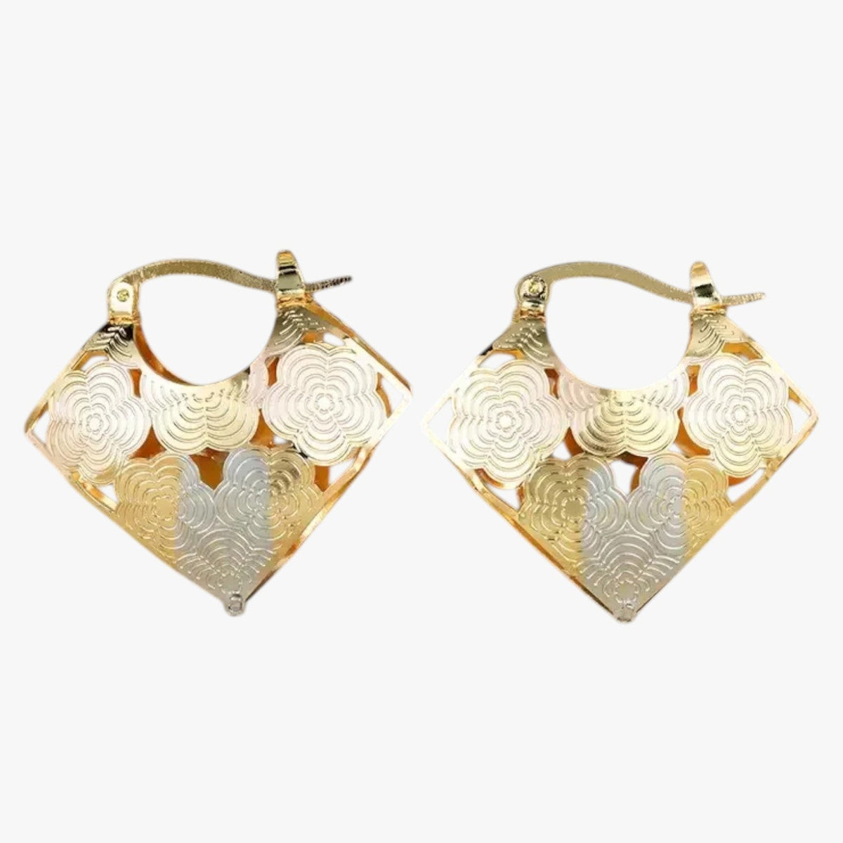 Multicoloured Flower Brooch with Gold-Tone Frame