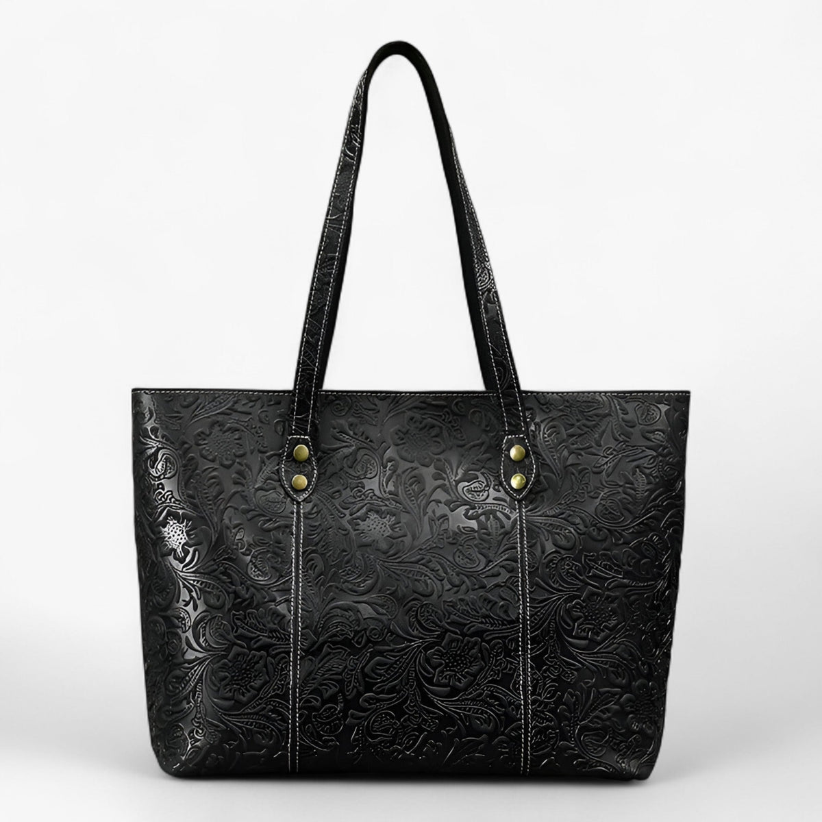 Grote handgemaakte vintage leren shopper-schoudertas voor dames