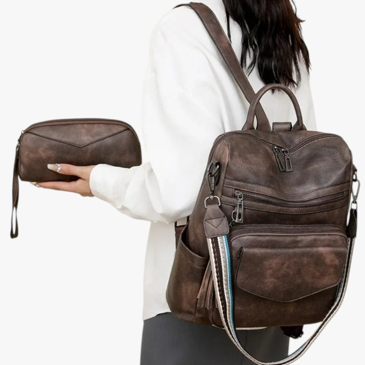 Elegant Soft Leather Backpack with Laptop Space
