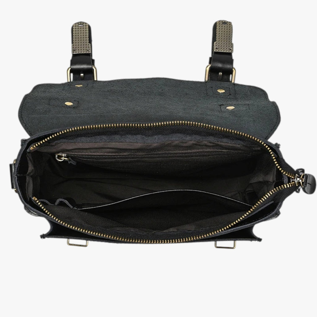 Unisex Anti-Theft Leather Shoulder Bag with Hidden Zips
