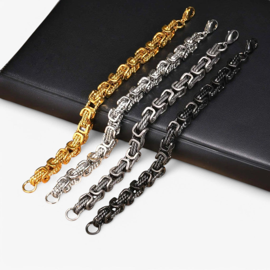 Byzantijnse schakelarmband van roestvrij staal, 19 cm