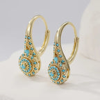 Turquoise Mosaic Teardrop Gold-Tone Earrings