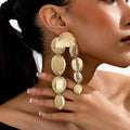 Long Geometric Drop Earrings with Linear Shape