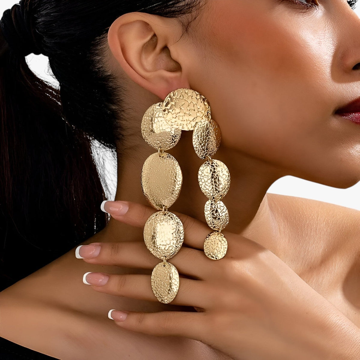 Long Geometric Drop Earrings with Linear Shape