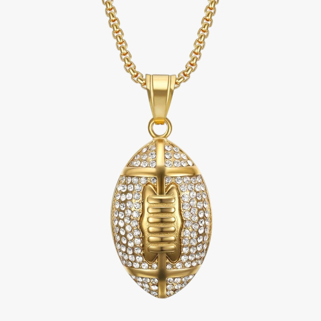 Roestvrijstalen ketting met rugbybalhanger