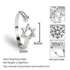 Adjustable Hexagonal Zircon Ring, Gold-Tone