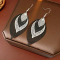 Black Filigree Leaf Earrings in Two Metal Tones