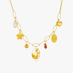 Ketting met hart-, tulp- en parelhangers