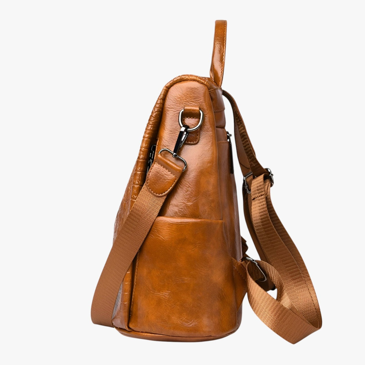 Soft Leather Anti-Theft Backpack with Back Zip Access