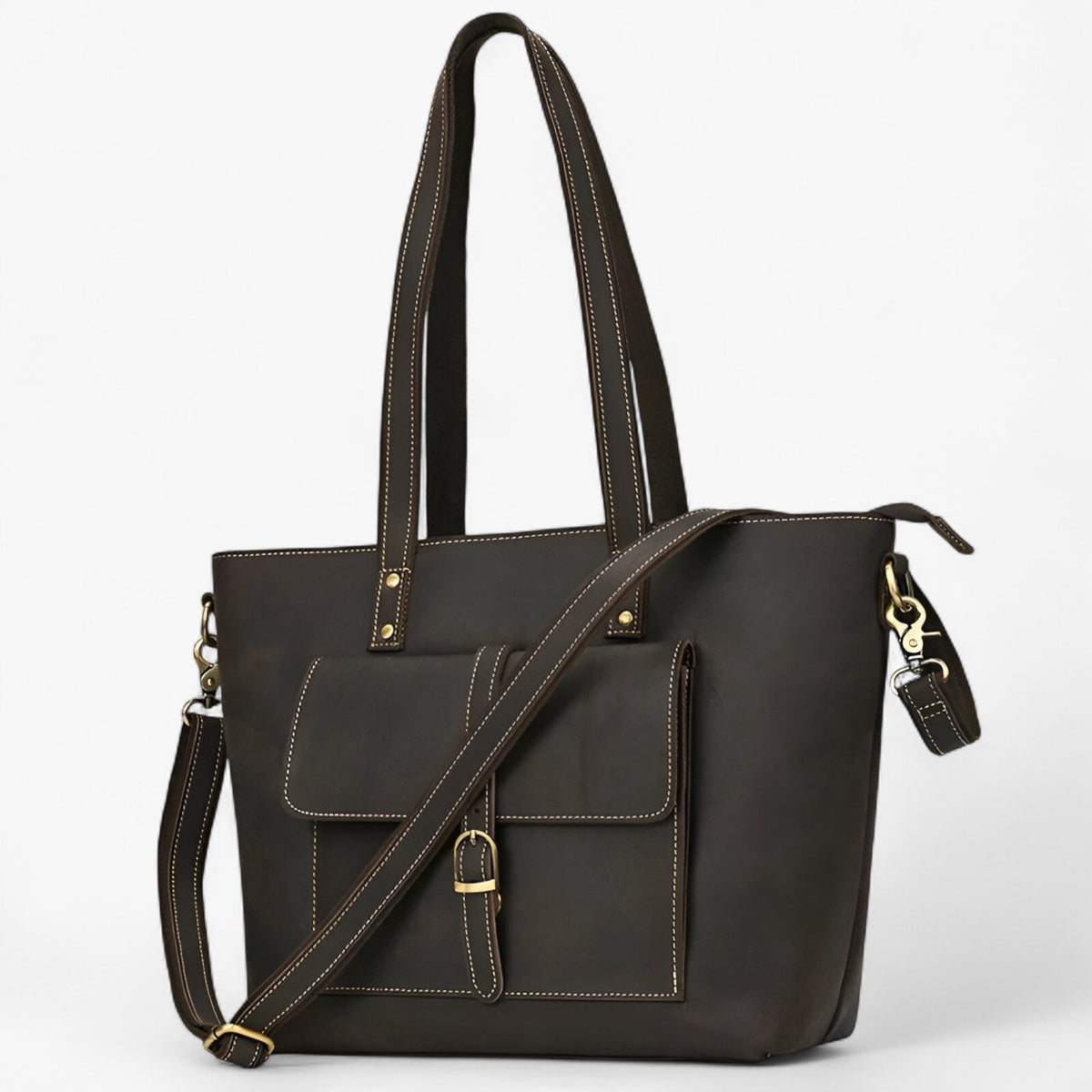 Ruime lichte shopper van echt leer voor dames